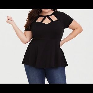 Torrid Black Caged Peplum Top Size 00